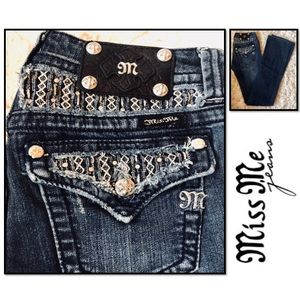 MISS ME Rhinestone and Metallic Stiching